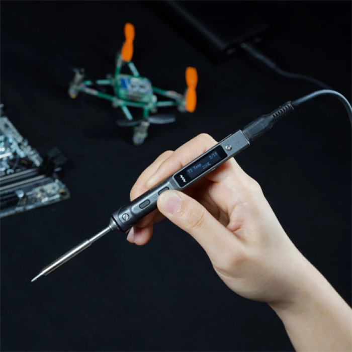 Паяльник программируемый портативный TS101 65Вт PD3.0, жало TS-I
