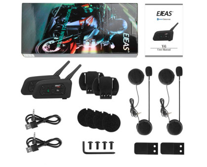 Мотогарнитура Bluetooth на шлем, ПАРА, интерком EJEAS V6 Pro 1200