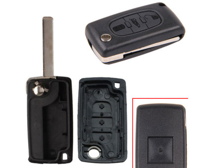 Выкидной ключ, корпус под чип, 3кн, Peugeot, ниша CE0523, HU83