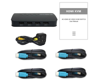 KVM свич переключатель, 4 порта, HDMI USB, кнопка