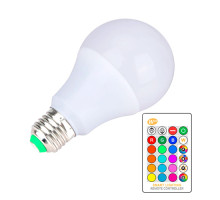 Светодиодная E27 LED RGB 10Вт лампа, 16 цветов с пультом ДУ