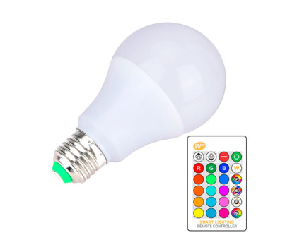 Світлодіодна E27 LED RGB 10Вт лампа, 16 кольорів з пультом ДУ