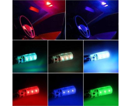 2x LED T10 W5W лампа в автомобіль з пультом ДУ, 6 SMD 5050, 16 кольорів