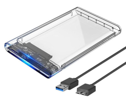 Кишеня зовнішня для 2.5 жорсткого диску HDD/SSD, SATA, USB 3.0, прозора