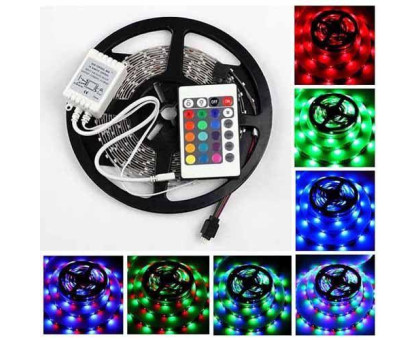 Стрічка світлодіодна LED 3528 RGB 5 м 300 LED з пультом і блоком живлення