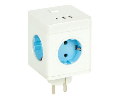 Разветвитель сетевой куб Power Cube 4 розетки 3 USB 250В 16А до 4кВт
