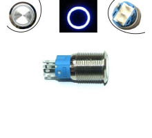 Кнопка 16мм фіксуюча, 12-24В, синій LED, 5pin, 16A-DZ