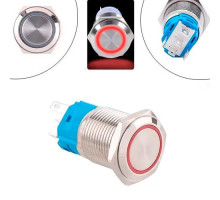 Кнопка 19мм зворотна, 9-24В, червоний LED, 5pin, 19K-P11D
