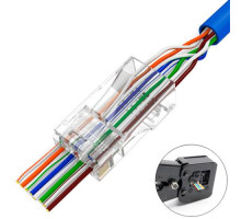 Конектор 100шт RJ45 8P8C Cat6 EZ-RJ45 з наскрізним отвором