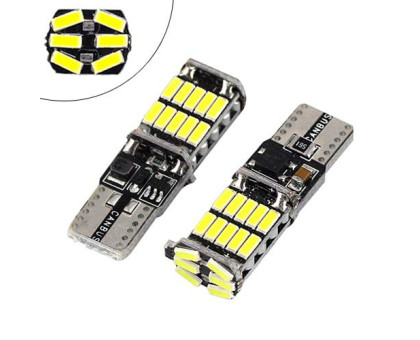 2x LED T10 W5W лампа в автомобіль, 26 SMD 4014, з обманкою Canbus, білий