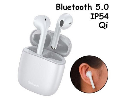 Навушники бездротові, гарнітура з кейсом Baseus Encok W04 Pro Bluetooth, Білі
