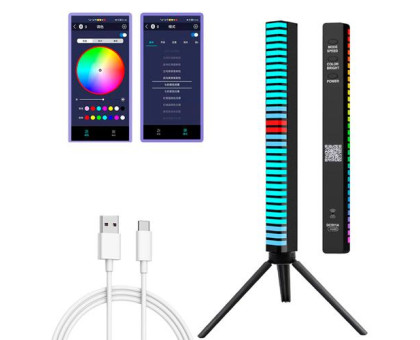 Світильник музичний еквалайзер 32 LED 3D з Bluetooth АКБ тринога, D-10-RGB
