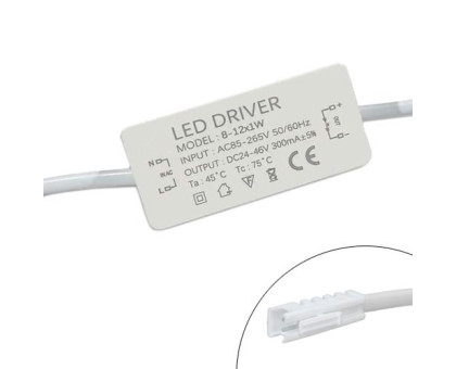 Блок живлення LED драйвер трансформатор 8-12x1Вт 0.3 А, AC85-265В DC24-46В, 2pin