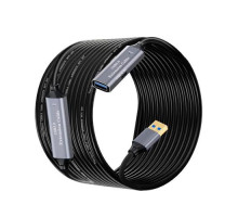 USB 3.0 подовжувач активний репітер, кабель AM – AF з Type-C, 10м, Premium