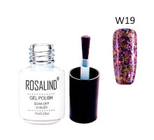 Гель-лак для ногтей маникюра 7мл Rosalind, гліттер, W19 золота фуксія