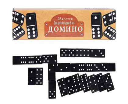 Настільна гра Доміно, 28 кісток, чорні, пластик