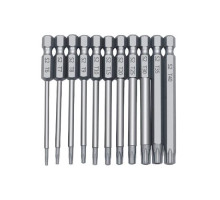 Набір насадок біт 11шт Torx 75мм Т6-Т40 з отвором, 6-гранні магнітні