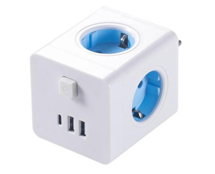Разветвитель сетевой куб Power Cube 4 розетки 3 USB 250В 16А до 4кВт