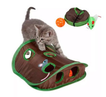 Интерактивная игрушка-туннель для кошек, 9 отверстий, 32х32см
