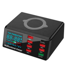 Сетевая зарядная станция 8x USB и беспроводная зарядка, PD QC3.0 LED, WLX-X9
