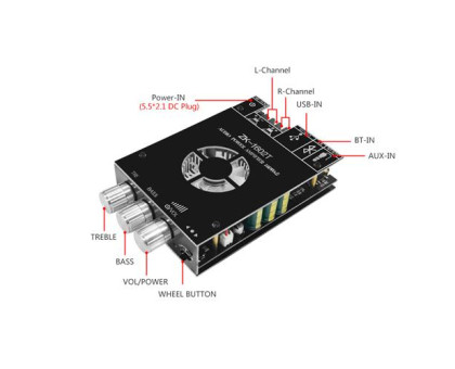 Аудіо підсилювач потужності звуку HiFi 2x160Вт Bluetooth 5.0 TD5182A, ZK-1602T