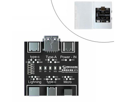Плата тестер для перевірки дата кабелів MicroUSB Type-C Lighting, Mechanic DT3