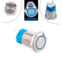 Кнопка 16мм поворотна, 12-24В, синій LED, 5pin, 16K-P11D