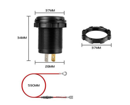 Встраиваемый адаптер Type-C PD USB QC3.0 с вольтметром 12-24В в прикуриватель