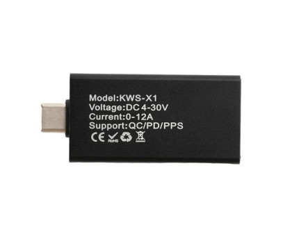 USB тестер струму напруги потужності 4-30В 12А QC PD PPS, Type-C, KWS- X1