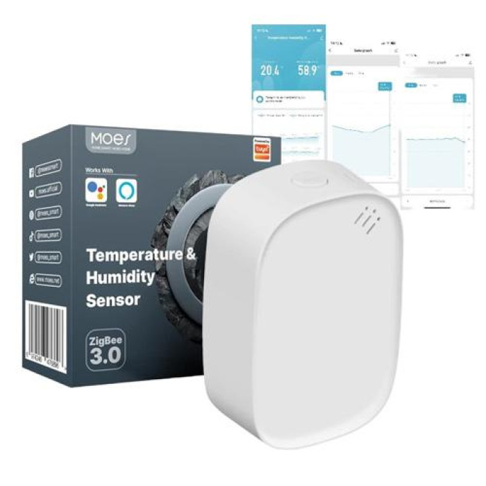 Датчик температури і вологості для розумного будинку Zigbee, ZSS-S01-TH-C-MS