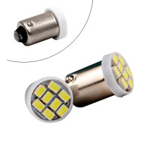 2x LED BA9S T4W лампа в автомобіль, 8 SMD 3020, білий