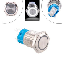 Кнопка 19мм фіксуюча, 9-24В, білий LED, 5pin, 19K-P11DZ