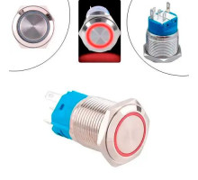 Кнопка 19мм фиксирующаяся, 9-24В, красный LED, 5pin, 19K-P11DZ
