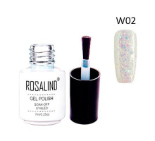Гель-лак для ногтей маникюра 7мл Rosalind, глиттер, W02 морозный иней
