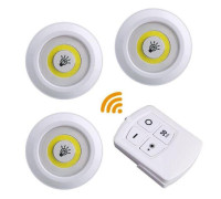 3x LED светильник ночник автономный, с пультом ДУ, белый