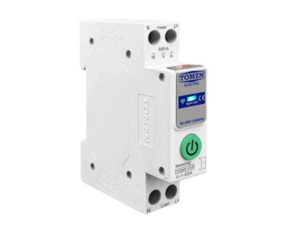 Реле контролю напруги і струму з Wi-Fi, 220В, 1-63А, DIN, TOMZN TOB9S-VAP