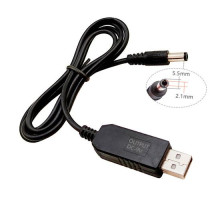 Кабель переходник USB - 5.5x2.1мм 1м, 5-9В для питания роутера модема