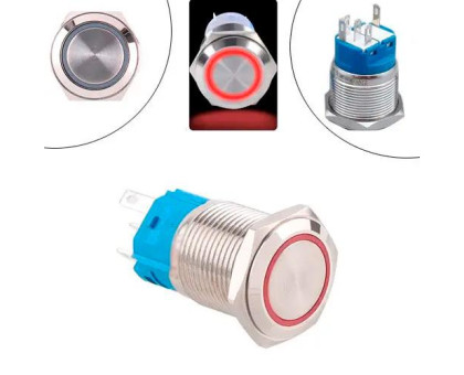 Кнопка 22мм возвратная, 9-24В, красный LED, 5pin, 22K-P11D