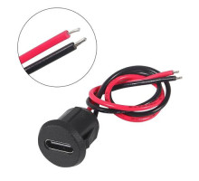 Разъем гнездо питания Type-C, 5шт, с проводом 2pin 24AWG 10см