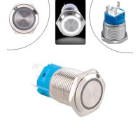 Кнопка 22мм зворотна, 12-24В, білий LED, 5pin, 22K-P11D