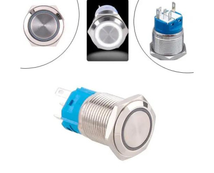 Кнопка 22мм зворотна, 12-24В, білий LED, 5pin, 22K-P11D