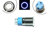 Кнопка 12мм фіксуюча, 12-24В, синій LED, 4pin, 12A-DZ