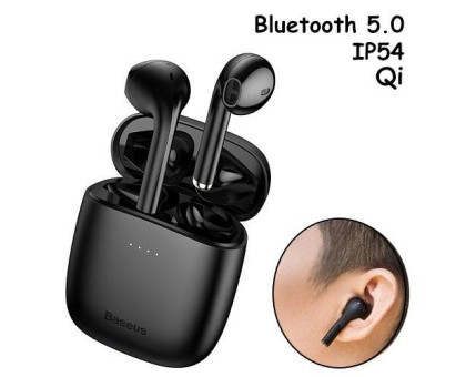 Навушники бездротові, гарнітура з кейсом Baseus Encok W04 Pro Bluetooth, Чорні