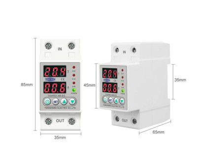 Реле контролю напруги та струму з РК, 220 В, 63 А, 2DIN, TOMZN TOVPD1-60-EC