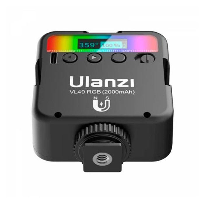Накамерное LED-освещение RGB, 1/4 магнит, 2000мАч, фотосвет ULANZI VL49