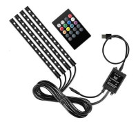 Декоративная RGB LED подсветка салона авто, цветомузыка, ДУ, USB