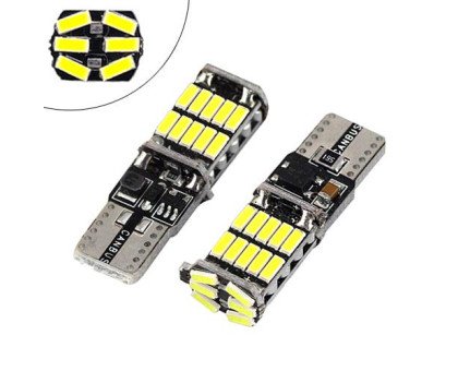 2x LED T10 W5W лампа в автомобиль, 26 SMD 4014, с обманкой Canbus, белый