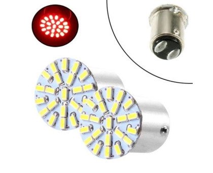 2x LED 1157 BAY15D P21 лампа в автомобиль, 22 SMD, красный