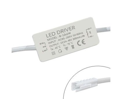 Блок живлення LED драйвер трансформатор 8-12x1Вт 0.3 А, AC85-265В DC24-46В, 2pin