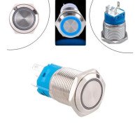 Кнопка 22мм возвратная, 12-24В, синий LED, 5pin, 22K-P11D